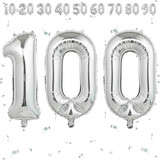 32 Inch Big Sliver Large Number 100 Mylar Foil Balloon For Helium &amp; Air Filled Premium Self Seal Bal