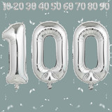 32 Inch Big Sliver Large Number 100 Mylar Foil Balloon For Helium &amp; Air Filled Premium Self Seal Bal