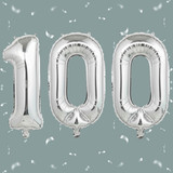 32 Inch Big Sliver Large Number 100 Mylar Foil Balloon For Helium &amp; Air Filled Premium Self Seal Bal