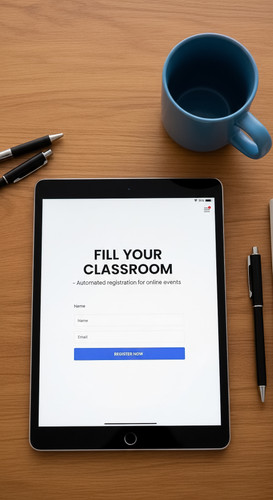 76 Overhead view of an iPad showing a webinar registration page and a blue ceramic mug Text FILL YOU.jpg