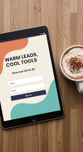 82 Overhead view of a tablet displaying a lead capture page and a cup of cocoa Text WARM LEADS COOL .jpg
