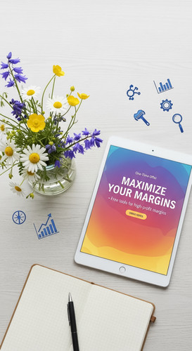 89 Flat lay of an iPad displaying a OneTime Offer page and a vase of wildflowers Text MAXIMIZE YOUR .jpg