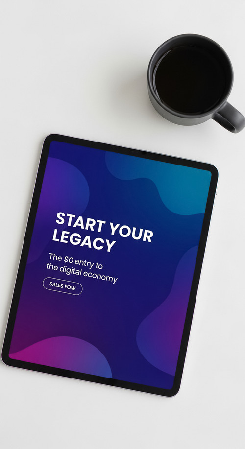 90 Overhead view of a tablet showing a sales page for a digital product and a cup of black coffee Te.jpg