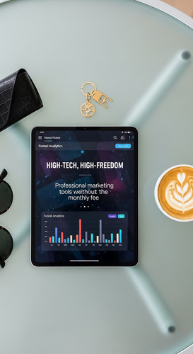 113 Flat lay of a tablet showing a funnel analytics dashboard a designer sunglasses case a gold key .jpg