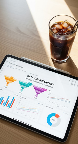 98 Topdown shot of an iPad showing a funnel analytics dashboard and a glass of cold brew Text DATADR.jpg