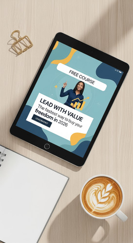 152 Topdown view of an iPad displaying a Free Course lead magnet a gold paperclip a white notebook a.jpg