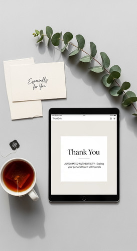 149 Flat lay of an iPad showing a Thank You page a personalized card a single eucalyptus branch and .jpg