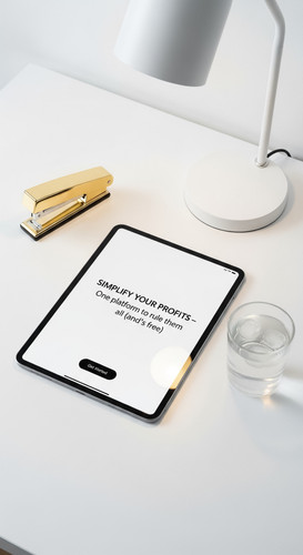 151 Flat lay of an iPad on a white minimalist desk showing a Get Started button a gold stapler a whi.jpg