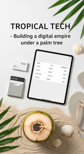 168 Flat lay of an iPad displaying a pricing table a silver card holder a pair of flipflops and a fr.jpg