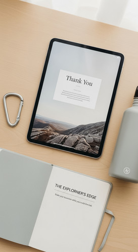 164 Flat lay of an iPad with a Thank You page a silver carabiner a small journal and a reusable wate.jpg