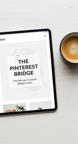 196 Flat lay of a tablet showing a bridge page design and a cup of coffee Text THE PINTEREST BRIDGE .jpg
