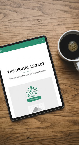 189 Overhead view of a tablet showing a sales page for a digital product and a cup of black coffee T.jpg