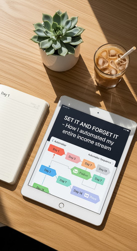 6 Overhead shot of an iPad showing an automated email sequence a Day 1 journal a succulent and a gla.jpg