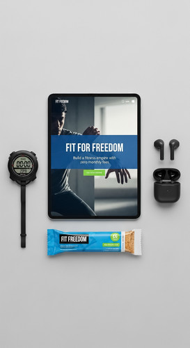 45 Flat lay of a tablet showing a sales page for a fitness program a stopwatch a pair of earbuds and.jpg
