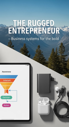 63 Flat lay of an iPad showing a funnel flowchart a portable charger a pair of earbuds and a view of.jpg