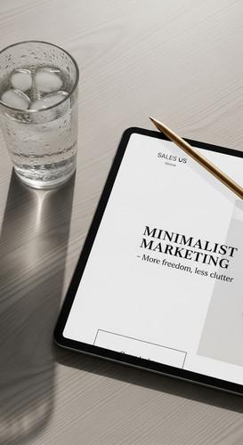 72 Overhead shot of a tablet with a sales page design a gold stylus and a glass of iced water Text M.jpg