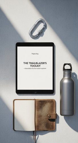 65 Flat lay of an iPad with a Thank You page a silver carabiner a small travel journal and a water b.jpg