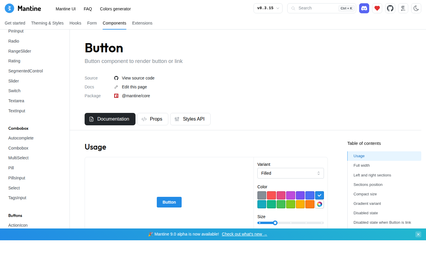 Mantine 버튼 컴포넌트