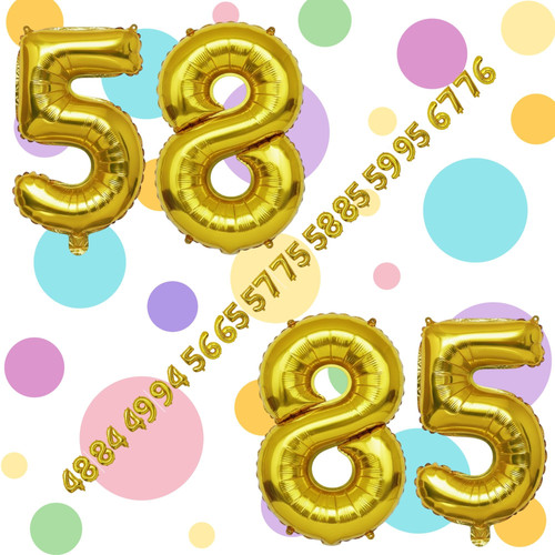 40 Inch Big Gold Large Number 58 85 Mylar Foil Balloon For Helium & Air Filled Premium Self Seal Bal.jpg