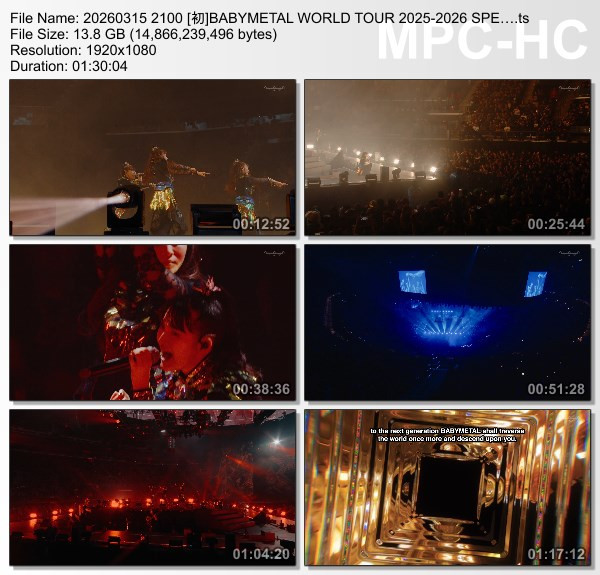 [TV-Variety] ベビーメタル – BABYMETAL WORLD TOUR 2025-2026 SPECIAL ARENA SHOW IN US INTUIT DOME (WOWOW LIVE 2026.03.15)