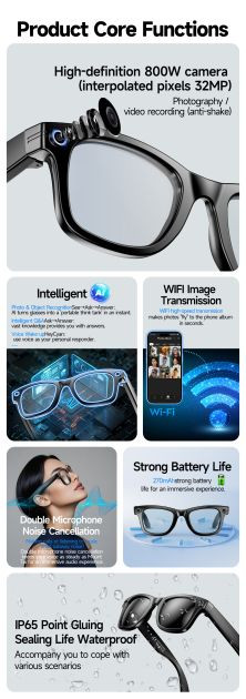 4K Smart Glasses with Camera – AI Recognition, WiFi Transfer & Voice Control (Future Gadget 2025)