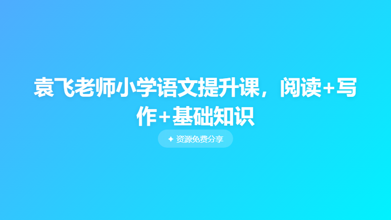 袁飞老师小学语文提升课，阅读+写作+基础知识