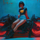 cyberpunk girl on neon motorcycle m6 1920x1080