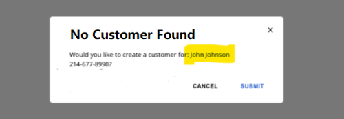 no customer found