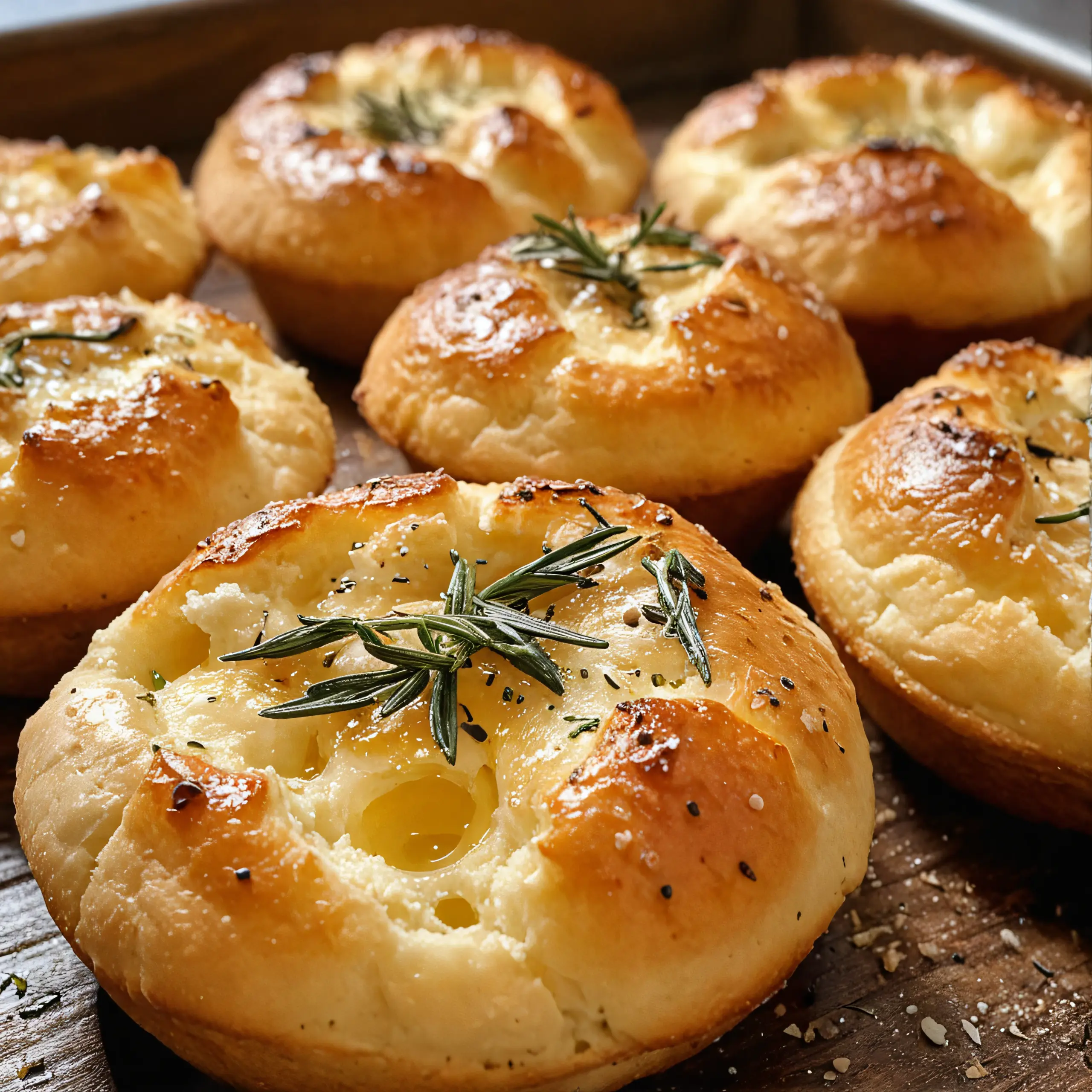Delicious Garlic & Rosemary Focaccia Muffins