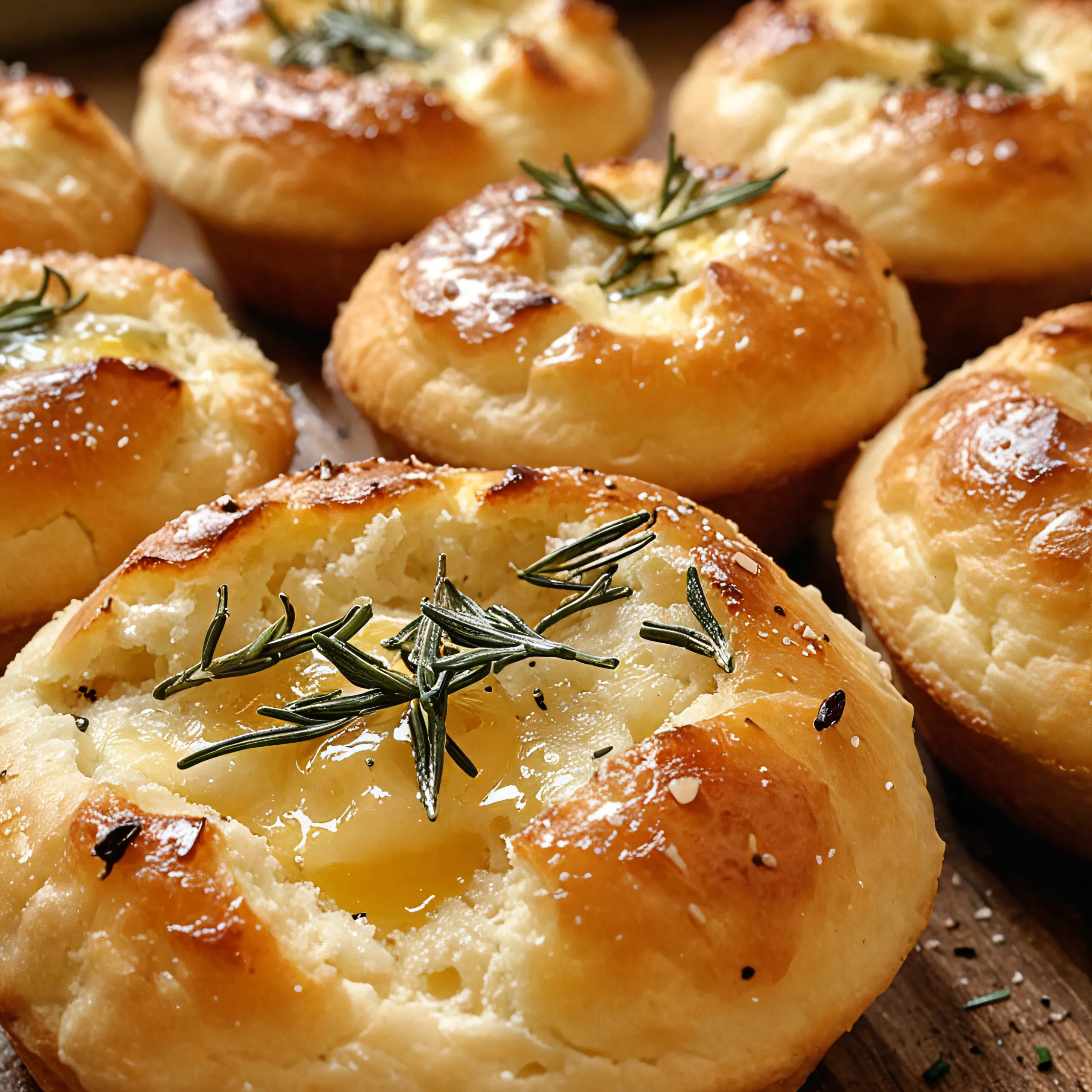 Delicious Garlic & Rosemary Focaccia Muffins