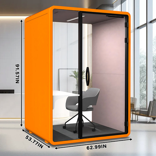 Medium Soundproof Room with Orange Decorative Sound Absorbing Panels.png