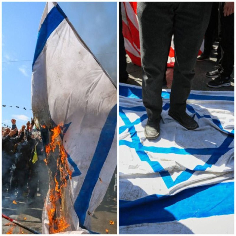 إيرانيون يحرقون إعلام الاحتلال ويدوسونها خلال مسيرات ضخمة في «يوم القدس العالمي»....