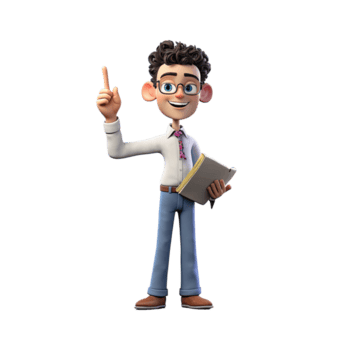3d cute cartoon male teacher character on transparent background generative ai png.png