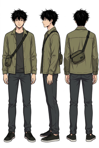 nano banana 2 manhwa style character reference sheet front view and side view and back view yo 0.jpg