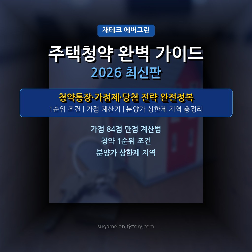 주택청약 완벽 가이드 2026 1순위 가점 당첨 전략