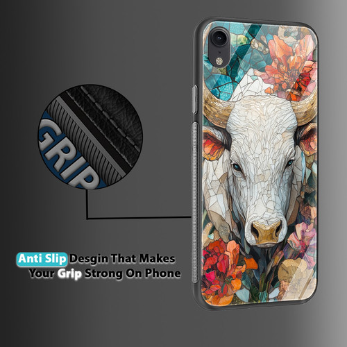 Taurus Mosaic Stained Glass Serene Bull Astrology Design.jpg