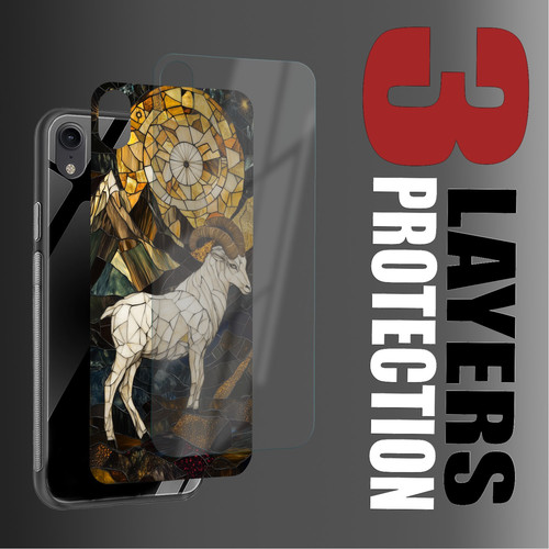 Capricorn Mosaic Stained Glass Sturdy Goat Astrology Wall Art.jpg