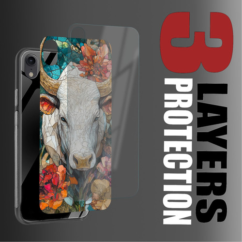 Taurus Mosaic Stained Glass Serene Bull Astrology Design.jpg