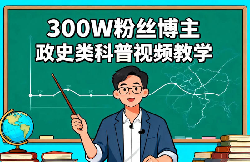 抖音300w粉丝博主的政史类科普视频教学，有大流量扶持，拿伙伴计划+精选独家双份收益