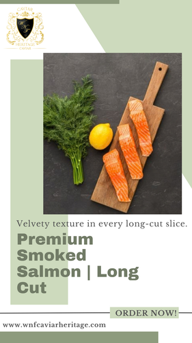 Buy our Premium Smoked Salmon Pre sliced Long Cut and savour the authentic taste of luxury seafood..png