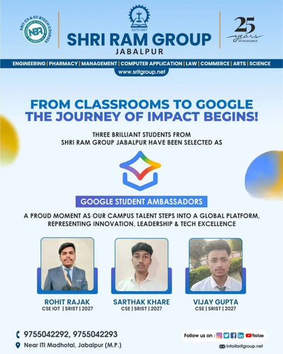 3 Brilliant Students of Shri Ram Group Jabalpur Were Selected as Google Student Ambassadors.jpg