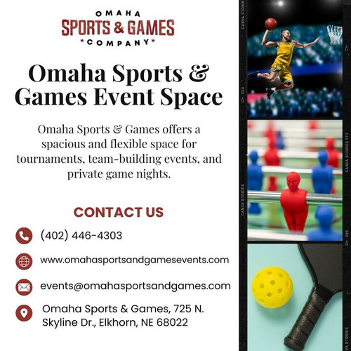 Omaha Sports & Games is the perfect private event venue in Elkhorn, Nebraska for birthdays, corporate events, team-building activities, sports viewing parties, and family gatherings. Enjoy unlimited free-play games including golf simulator, billiards, darts, shuffleboard, ping pong, foosball, air hockey, skeeball, basketball, and more. Visit for more information: https://omahasportsandgamesevents.com/