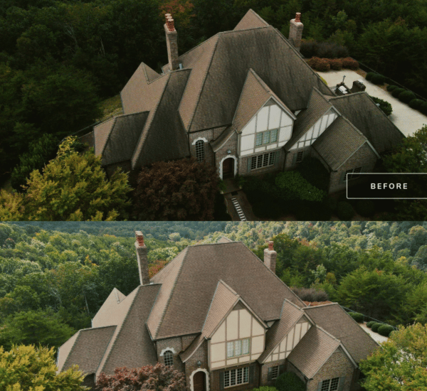Roof cleaning before and after results near Jefferson Georgia
