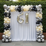 32 Inch Big Sliver Large Number 61 Mylar Foil Balloon For Helium &amp; Air Filled Premium Self Seal Ball