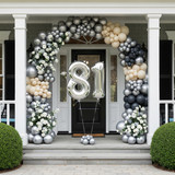 32 Inch Big Sliver Large Number 81 Mylar Foil Balloon For Helium &amp; Air Filled Premium Self Seal Ball