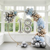 32 Inch Big Sliver Large Number 18 Mylar Foil Balloon For Helium &amp; Air Filled Premium Self Seal Ball