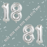 32 Inch Big Sliver Large Number 18 81 Mylar Foil Balloon For Helium &amp; Air Filled Premium Self Seal B