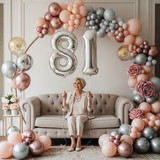 32 Inch Big Sliver Large Number 81 Mylar Foil Balloon For Helium &amp; Air Filled Premium Self Seal Ball