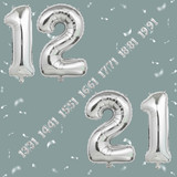 32 Inch Big Sliver Large Number 12 21 Mylar Foil Balloon For Helium &amp; Air Filled Premium Self Seal B