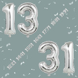 32 Inch Big Sliver Large Number 13 31 Mylar Foil Balloon For Helium &amp; Air Filled Premium Self Seal B